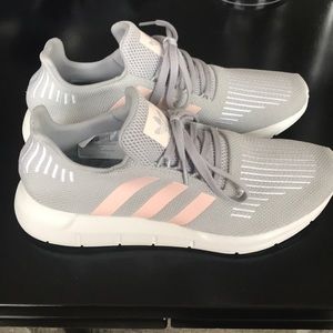 Size 11 Adidas pink and gray sneakers, never worn